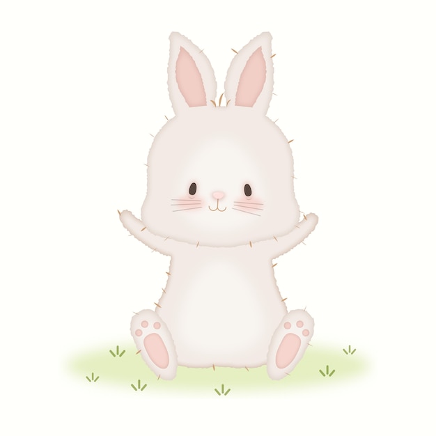 Cute kawaii baby rabbit illustration