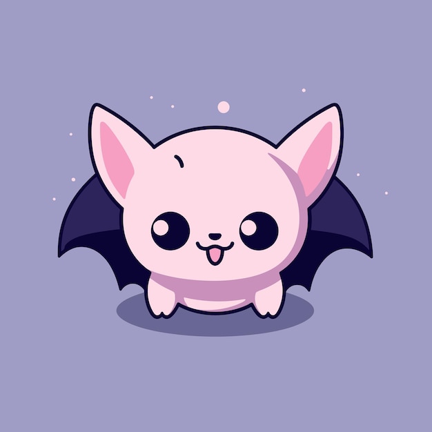 Cute kawaii bat chibi mascot vector cartoon style