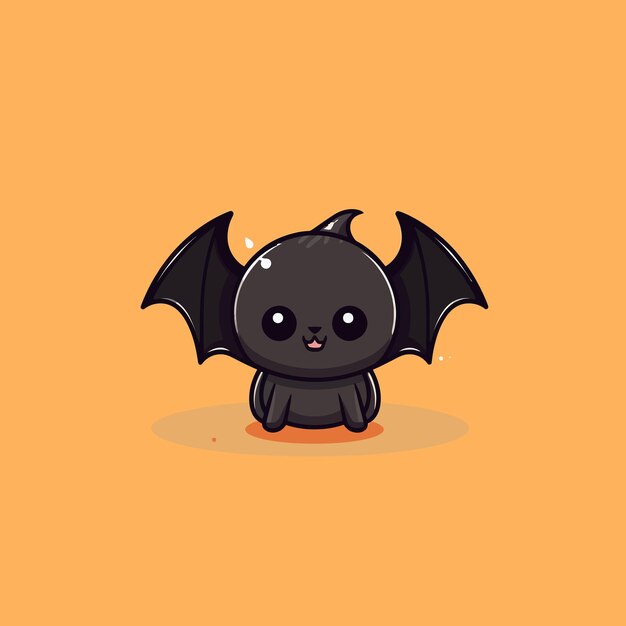 Cute kawaii bat chibi mascot vector cartoon style