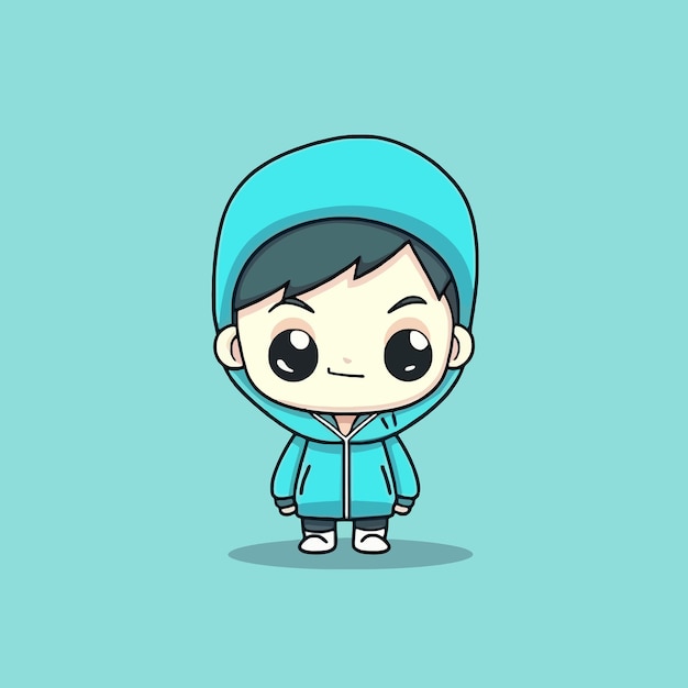 Cute kawaii boy chibi mascot vector cartoon style