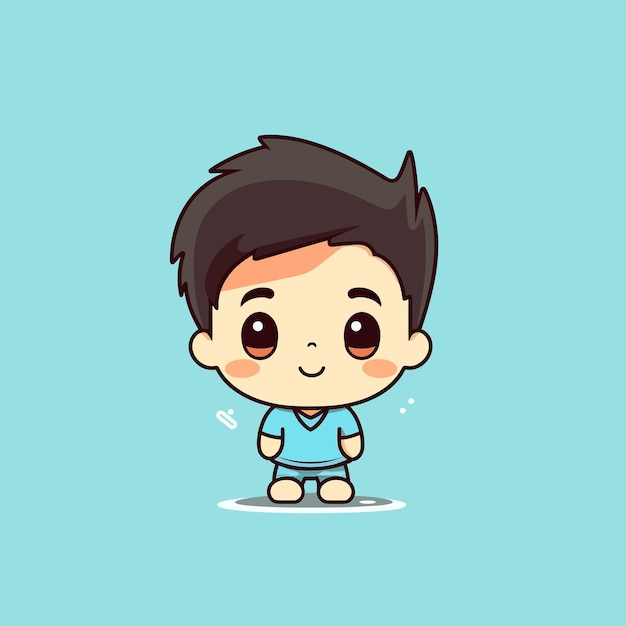 Cute kawaii boy chibi mascot vector cartoon style