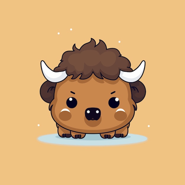 Vector cute kawaii buffalo chibi mascot vector cartoon style