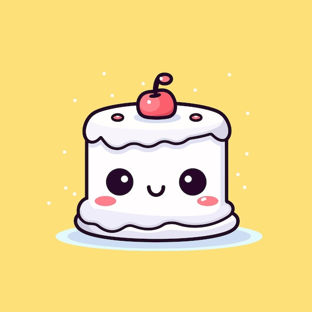 Premium Vector | Birthday cake with candles menu character cartoon food cute