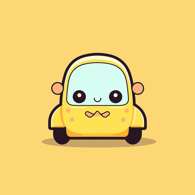 Vector cute kawaii car chibi mascot vector cartoon style