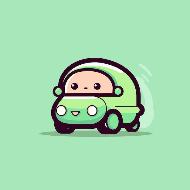 Cute kawaii car chibi mascot vector cartoon style