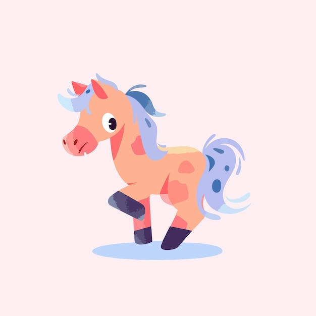 cute kawaii cartoon horse illustration vector