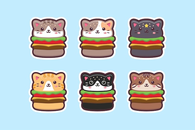 Cute kawaii cat burger