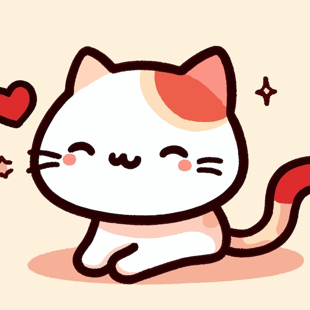 Cute kawaii cat cartoon vector