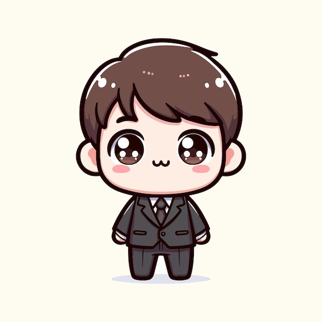 cute kawaii chibi character of a businessman wearing a formal suit