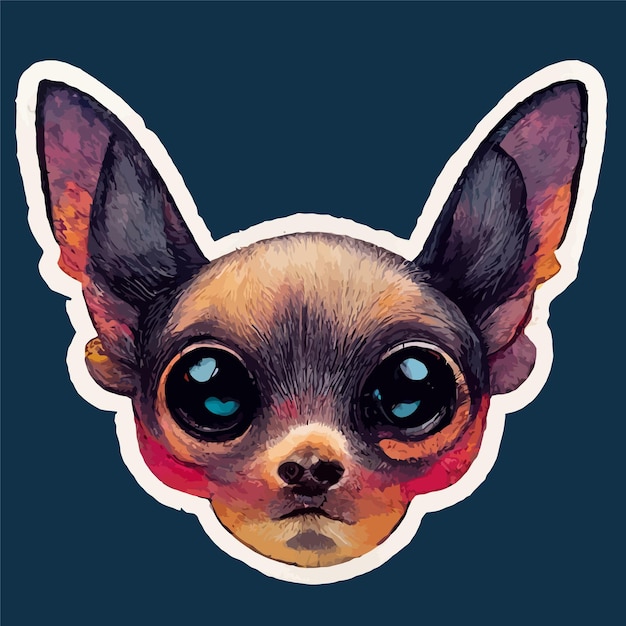 Cute kawaii Chihuahua sticker clip art pastel goth vibe dog sticker vector