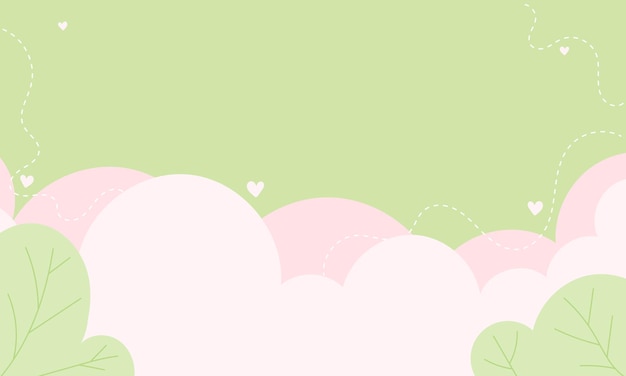 Cute Kawaii cloud and scribbles landscape background vector