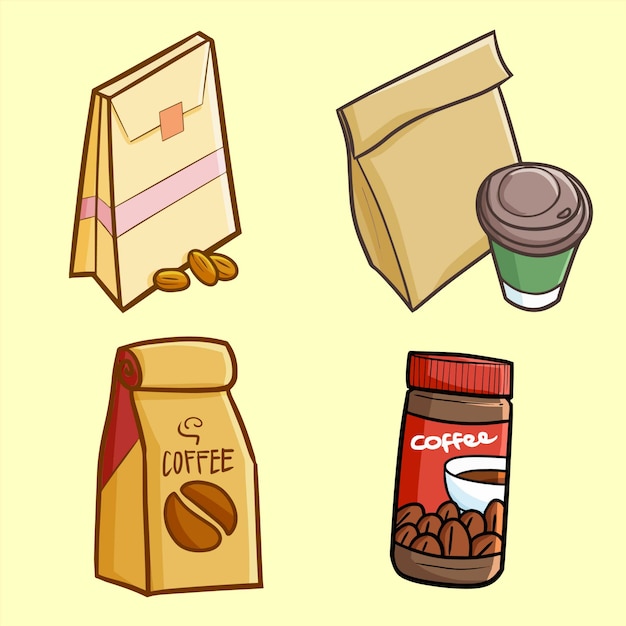 Vector cute kawaii coffee packaging ready to sell