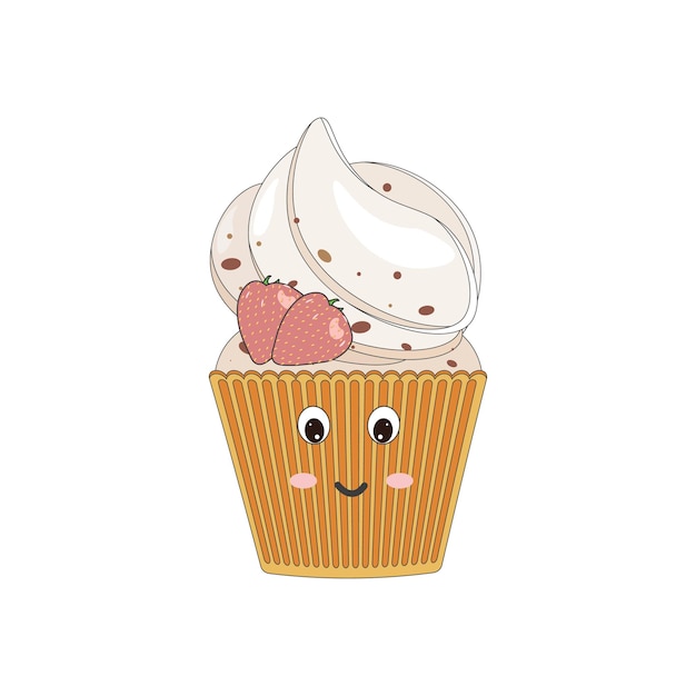 Cute kawaii colored ice cream doodle style