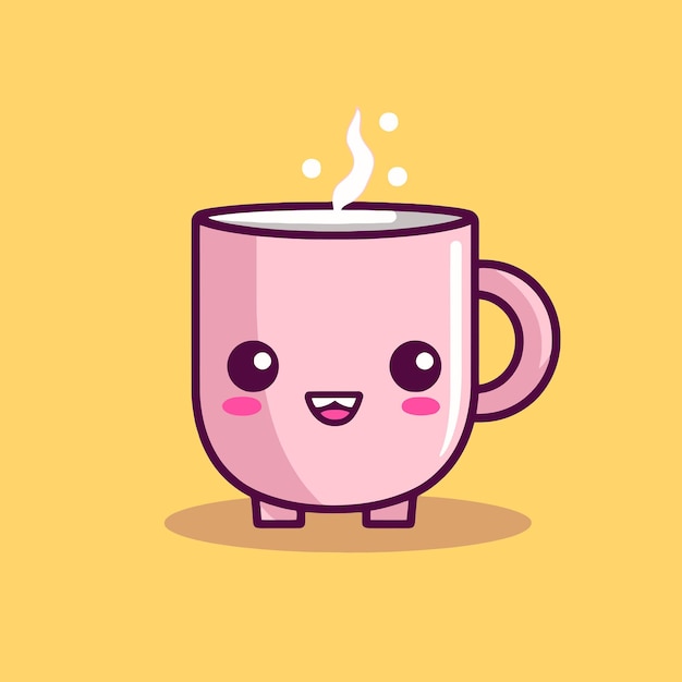Vector cute kawaii cup chibi mascot vector cartoon style