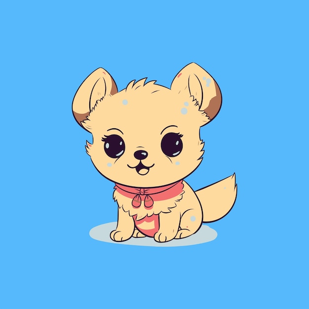 Cute kawaii dog sitting vector