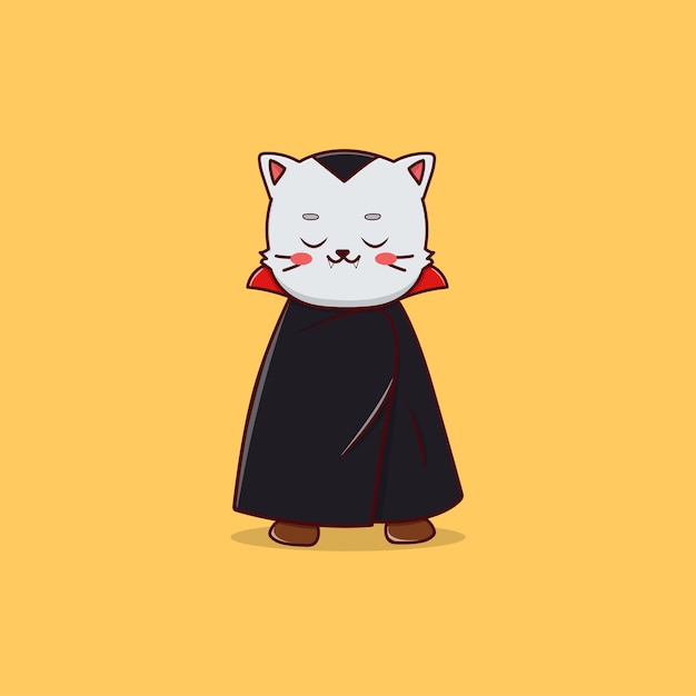 Carino kawaii dracula gatto halloween arte illustrazione