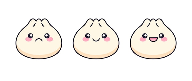 Vector cute kawaii dumpling dim sum clipart