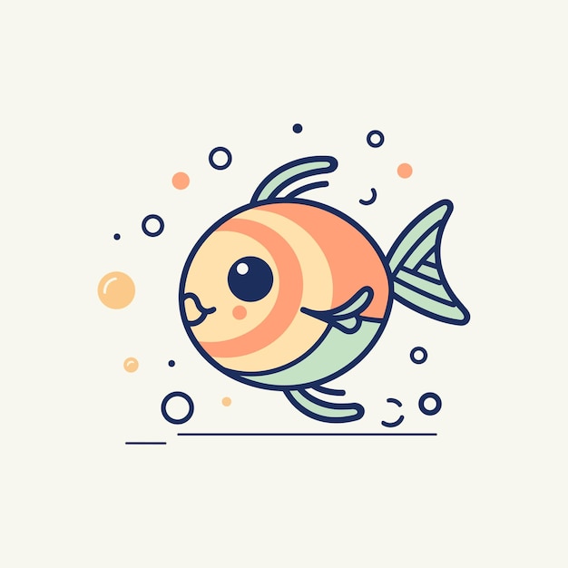 Cute kawaii fish illustration