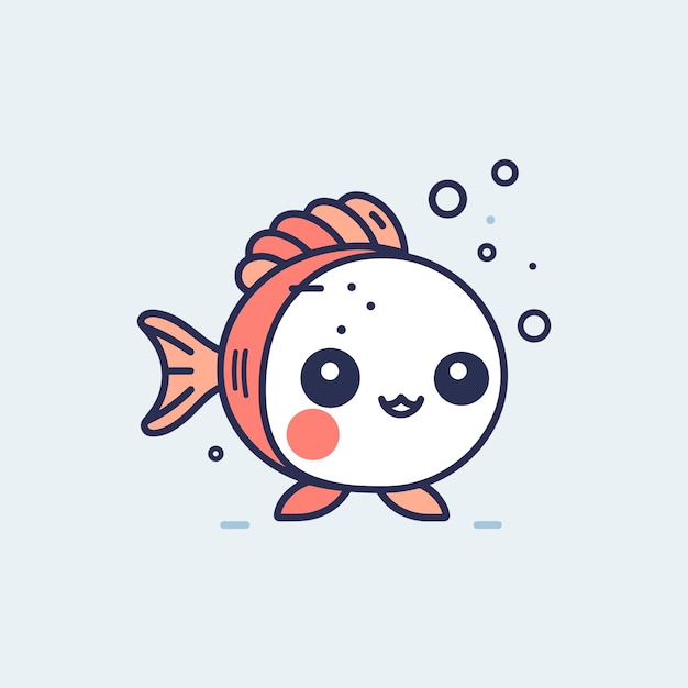 Illustrazione sveglia del pesce di kawaii