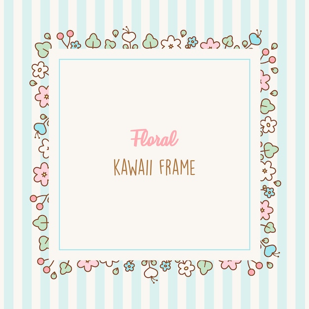 Vettore simpatica cornice floreale kawaii