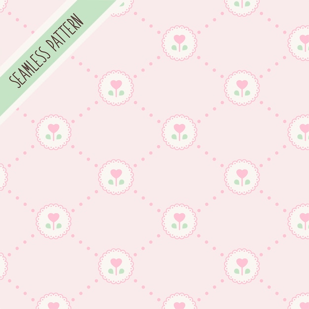 Cute kawaii floral seamless pattern