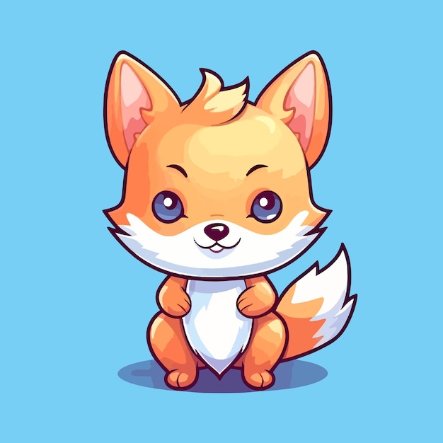 Vector cute kawaii fox vector illustration