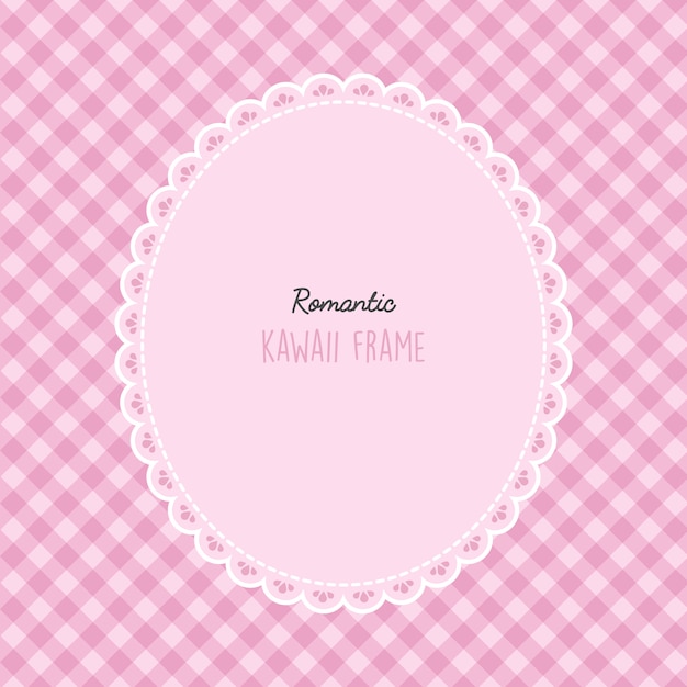 Cute kawaii frame with seamless pattern  