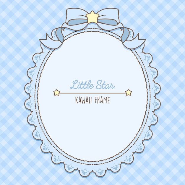 Vector cute kawaii frame with seamless pattern