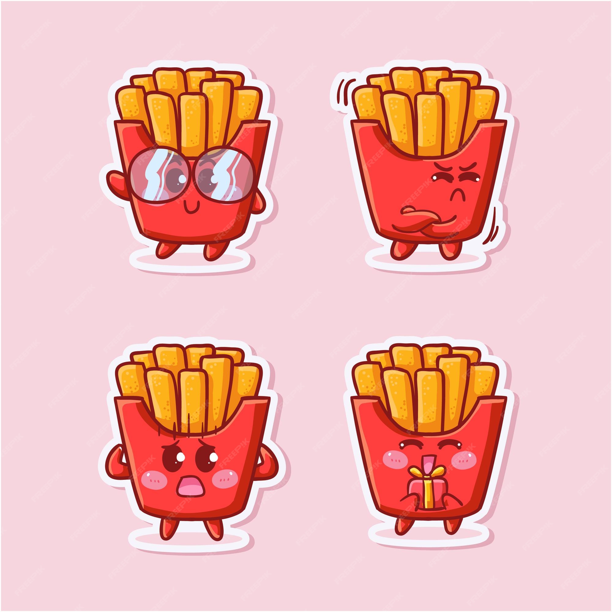 Kawaii Food Collection stock vector. Illustration of fries - 149034349