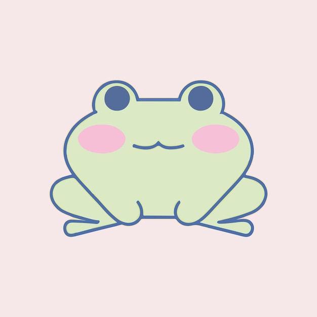 Cute Kawaii Frog in pastel design Funny cartoon for print or sticker design