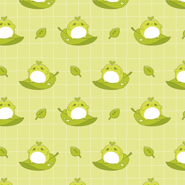 Cute kawaii Frog seamless pattern background