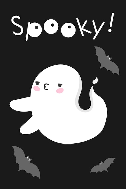 Cute kawaii ghost halloween spirit playful funny scary spooky monster trick or treat boo