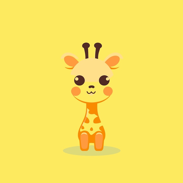 Cute kawaii giraffe chibi mascot vector cartoon style