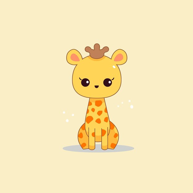 Cute kawaii giraffe chibi mascot vector cartoon style