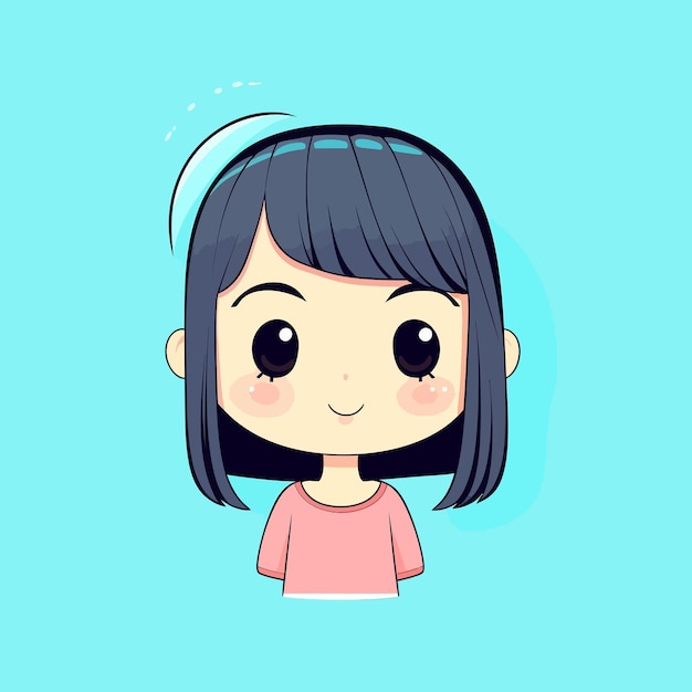 Cute kawaii girl chibi mascot vector cartoon style