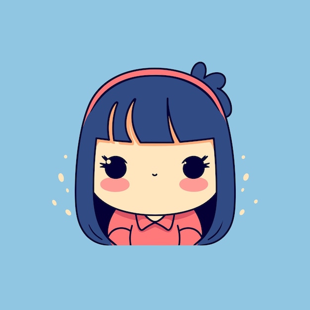 Cute kawaii girl chibi mascot vector cartoon style