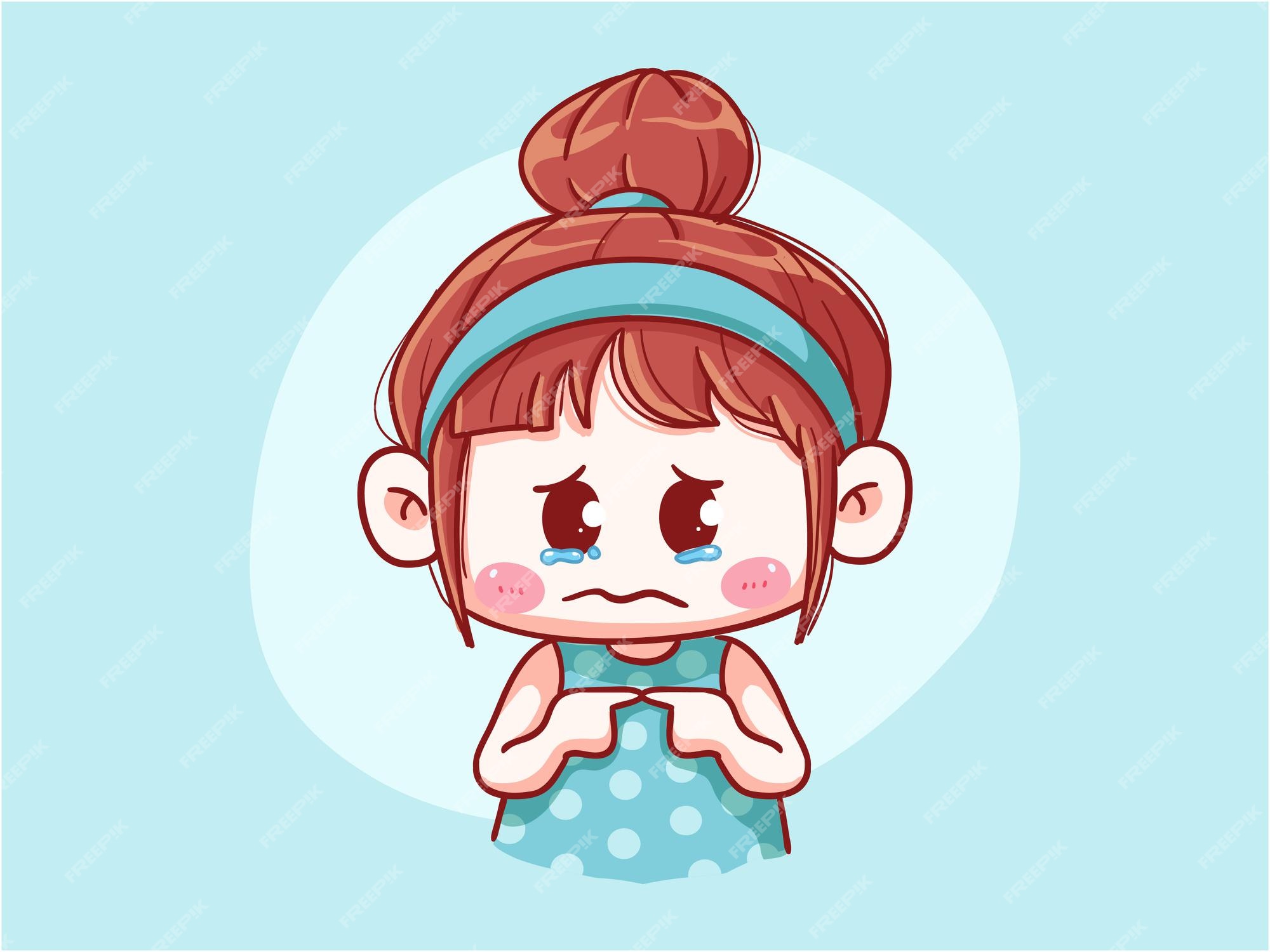 Premium Vector  Cute and kawaii hijab girl crying and feel guilty