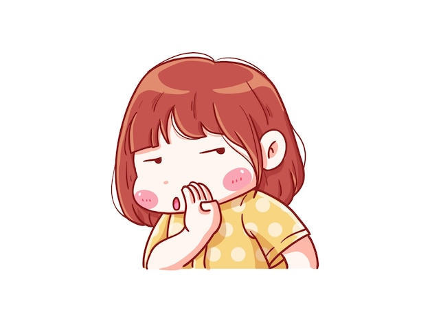 Cute and kawaii Girl Whisper with Annoyed Expression Manga Chibi 
