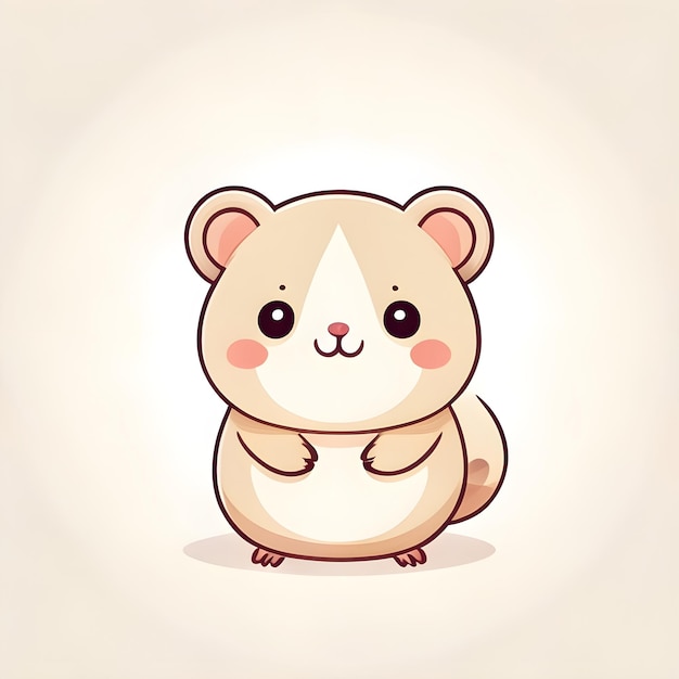 Cute Kawaii Hamster Vector Clipart Icon Cartoon Character Icon on a Cream Background