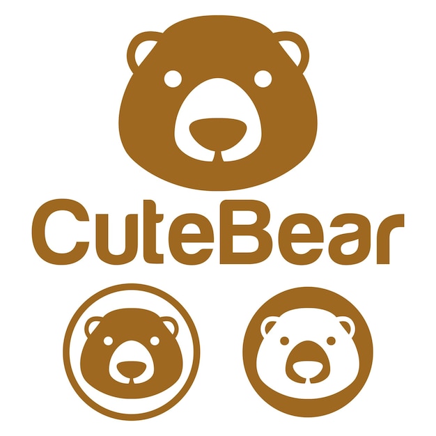 Cute Kawaii head grizzly bear Mascot Cartoon Logo Design Icon Illustration Character vector art for every category of business company brand like pet shop product label team badge label
