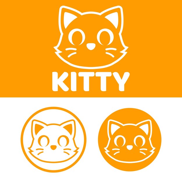 Cute kawaii head kitten cat mascot cartoon logo design icon illustration character vector art for every category of business company brand like pet shop product label team badge label