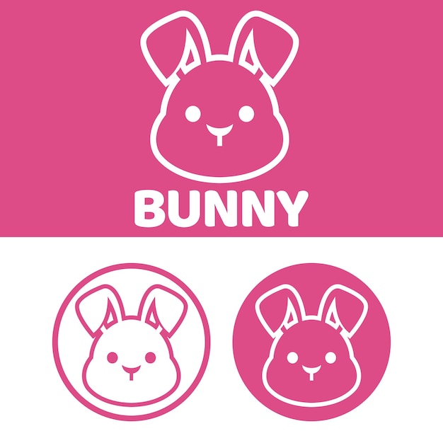 Cute Kawaii head rabbit bunny Mascot Cartoon Logo Design Icon Illustration Character vector art for every category of business company brand like pet shop product label team badge label