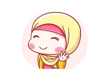 Premium Vector  Cute and kawaii hijab girl smile and wave hi