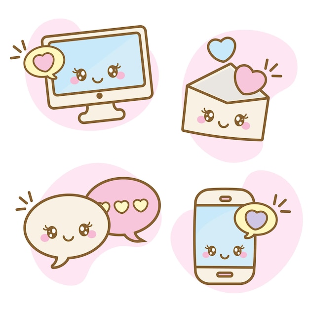 Cute kawaii icons for ecommerce