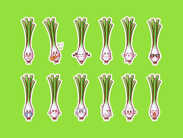 Cute Kawaii Lemongrass Character Sticker Illustration With Various Happy Expression Activity mascot