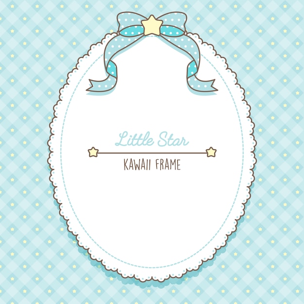 Vector cute kawaii light blue stars and laces frame