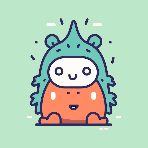 Vector cute kawaii monster chibi mascot cartoon illustration