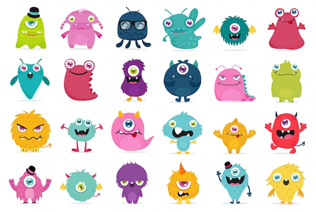 Vector cute and kawaii monster vector set