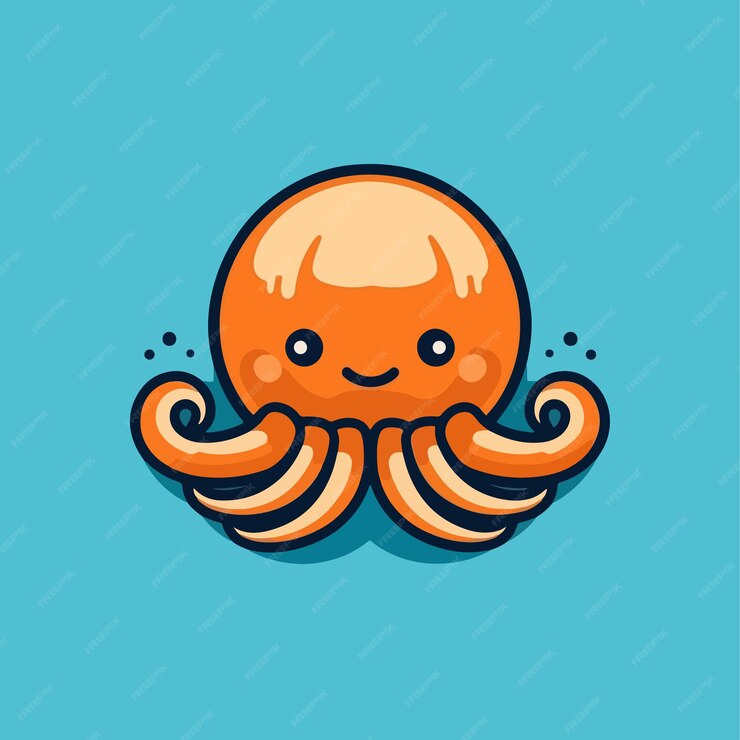 Premium Vector | Cute kawaii octopus character in flat cartoon design style