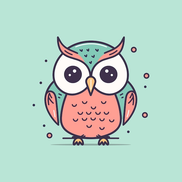 Cute kawaii owl cartoon illustration